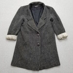 Miss New Yorker Coat Womens Large‎ Black Wool Blend Pockets Buttons